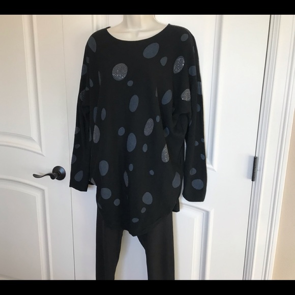 CMD 55 Black Studded Tunic Sweater L - Picture 2 of 5